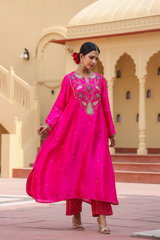 Cheent Embroidered Long Yoke Style Kurta Set