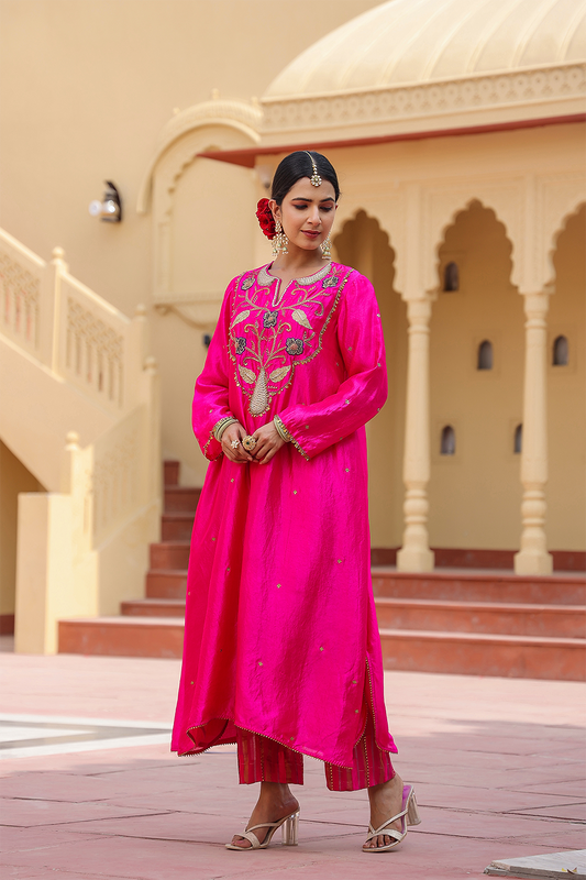 Cheent Embroidered Long Yoke Style Kurta Set