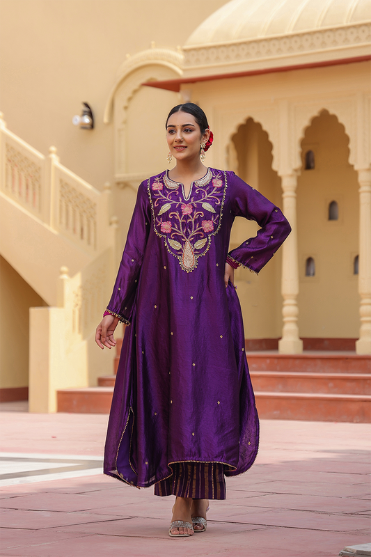 Cheent Embroidered Long Yoke Style Kurta Set