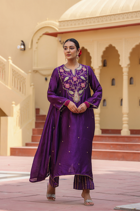 Cheent Embroidered Long Yoke Style Kurta Set