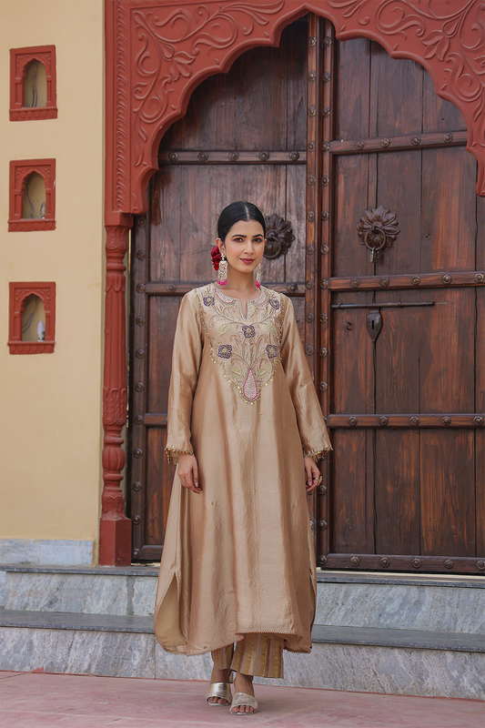 Cheent Embroidered Long Yoke Style Kurta Set
