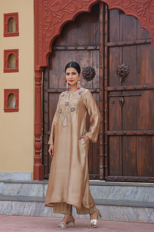 Cheent Embroidered Long Yoke Style Kurta Set