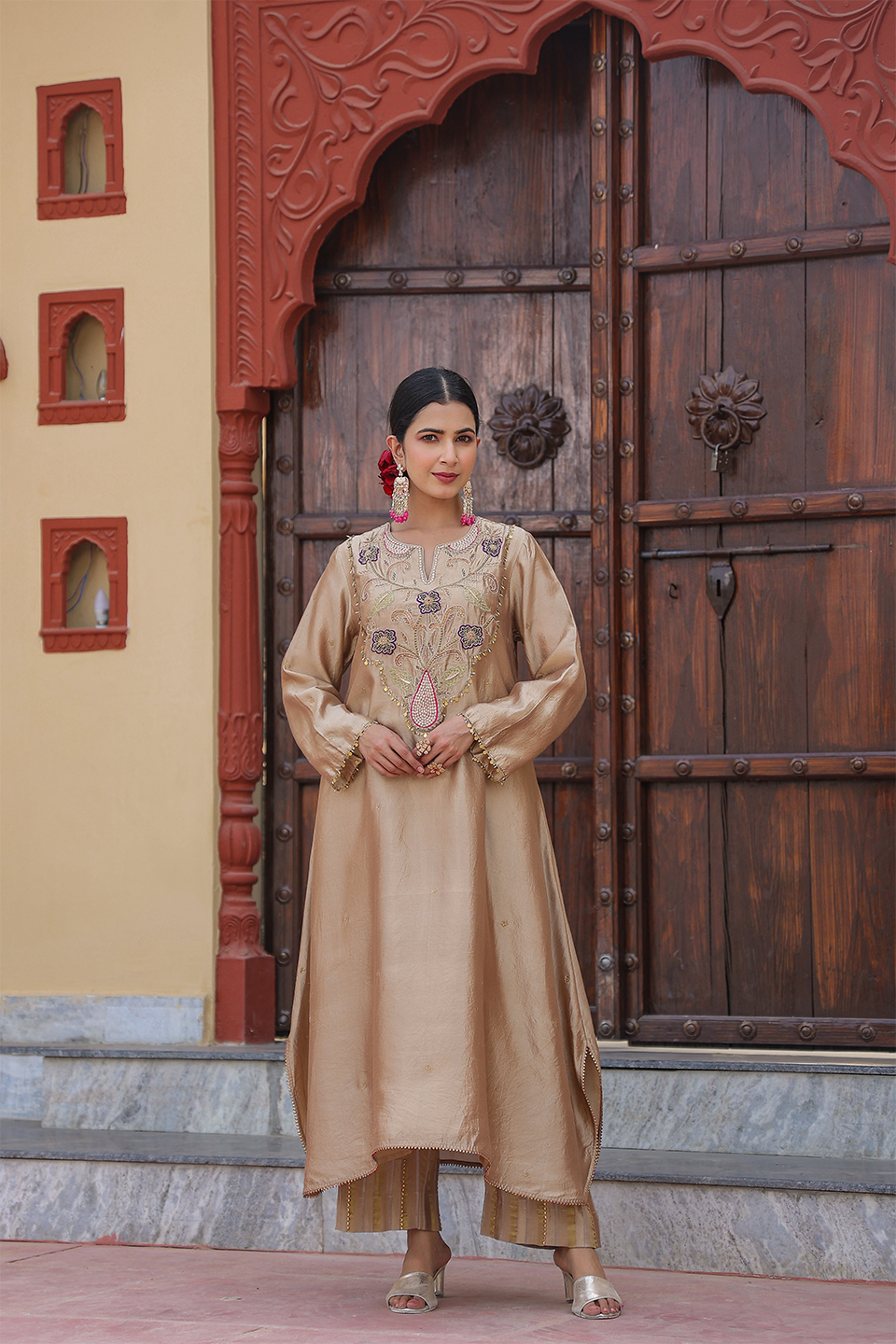 Cheent Embroidered Long Yoke Style Kurta Set