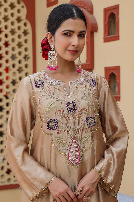 Cheent Embroidered Long Yoke Style Kurta Set