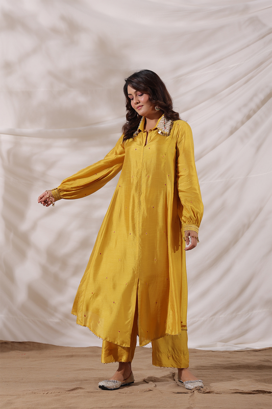 Pankh Shirt Style Embroidered Kurta Set