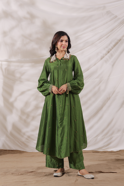 Pankh Shirt Style Embroidered Kurta Set