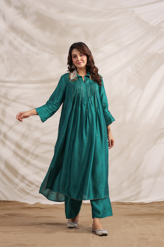 Pankh Pintuck Embroidered Kurta Set