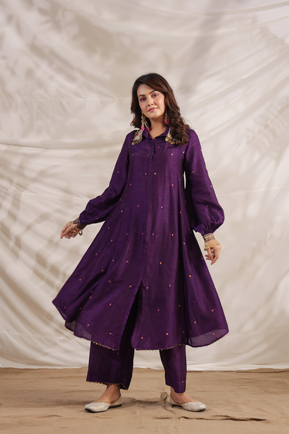 Pankh Shirt Style Embroidered Kurta Set