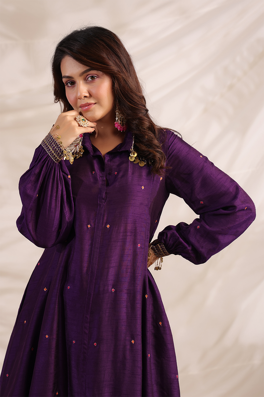 Pankh Shirt Style Embroidered Kurta Set