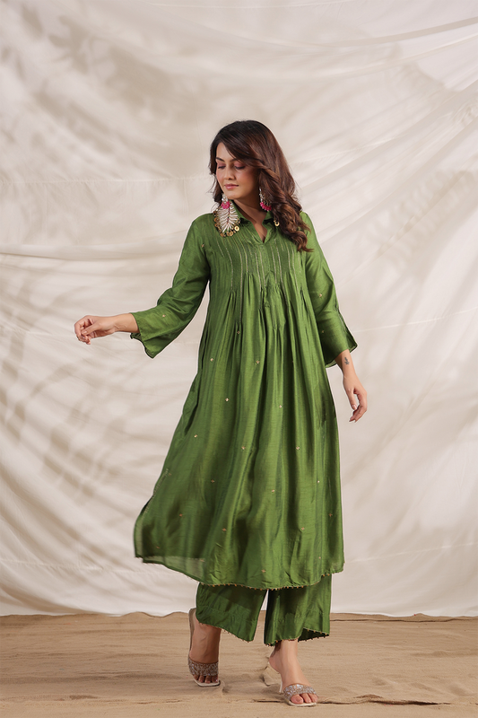 Pankh Pintuck Embroidered Kurta Set