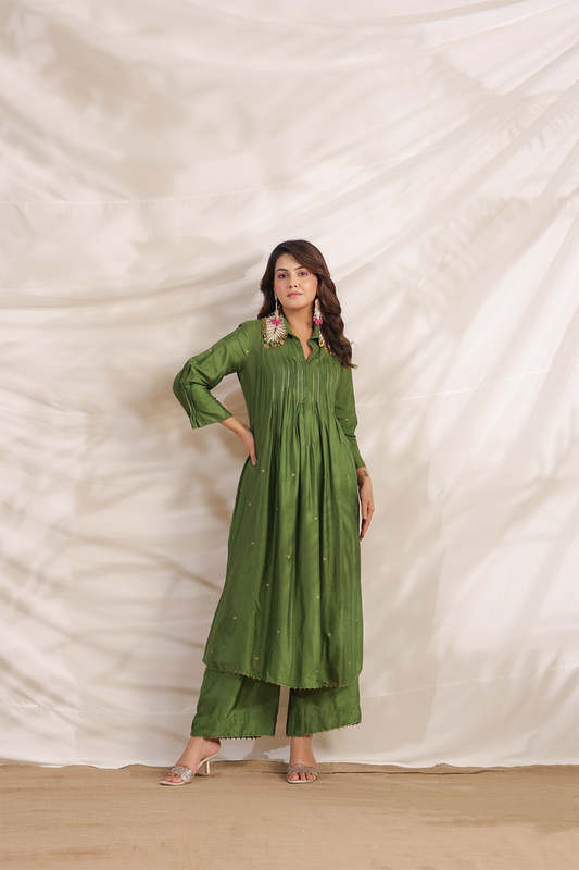 Pankh Pintuck Embroidered Kurta Set