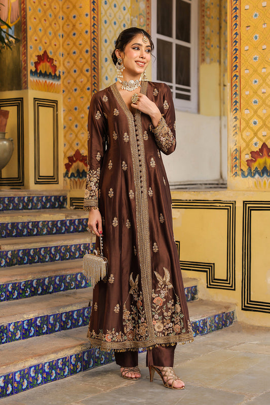 Ahista Brown Jacket Anarkali Set
