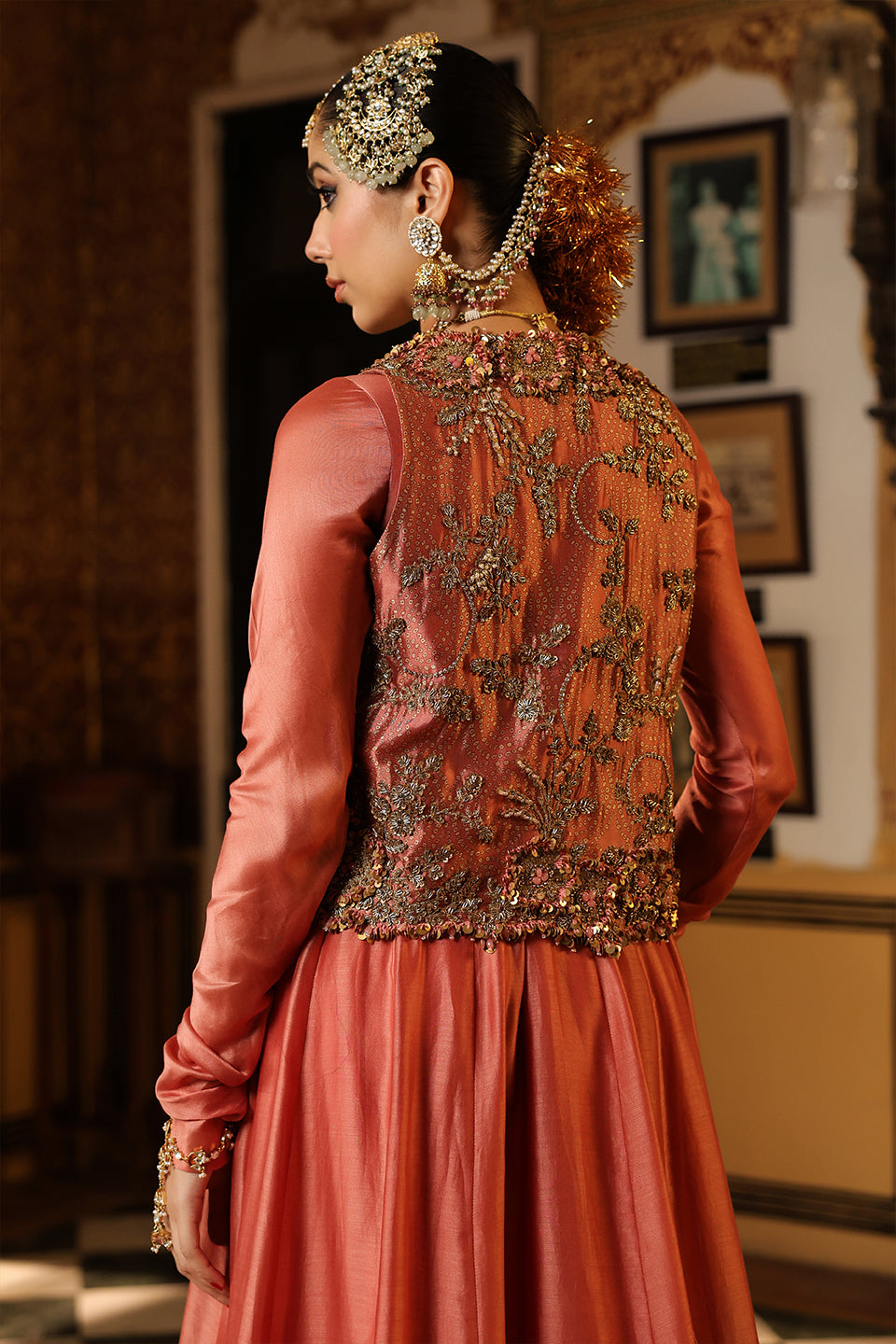 Ahista Rose Pink Jacket Kalidaar Set