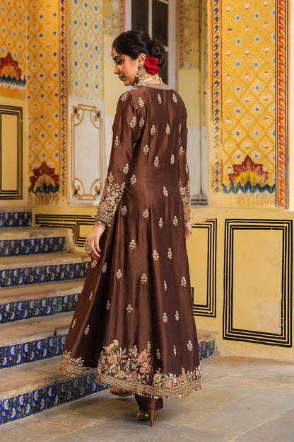 Ahista Brown Jacket Anarkali Set