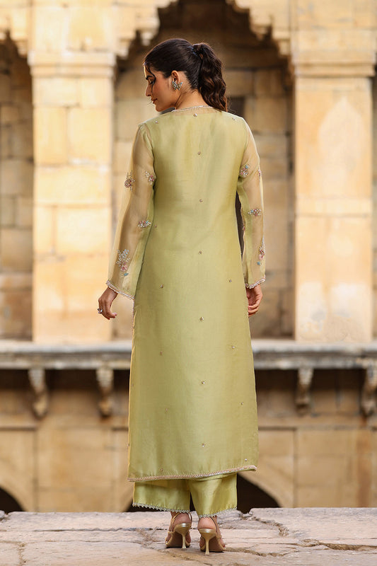 Vaayu Beige Buti Close Neck Kurta Set