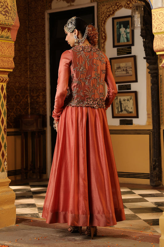 Ahista Rose Pink Jacket Kalidaar Set