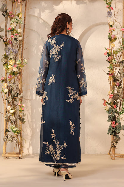 Vaayu Dark Blue Jaal Straight kurta Set
