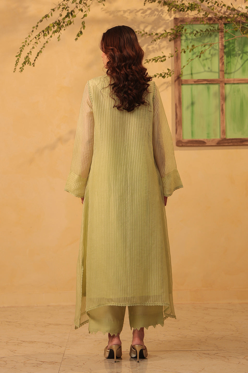 Vaayu Green  Applique Yoke Kurta Set