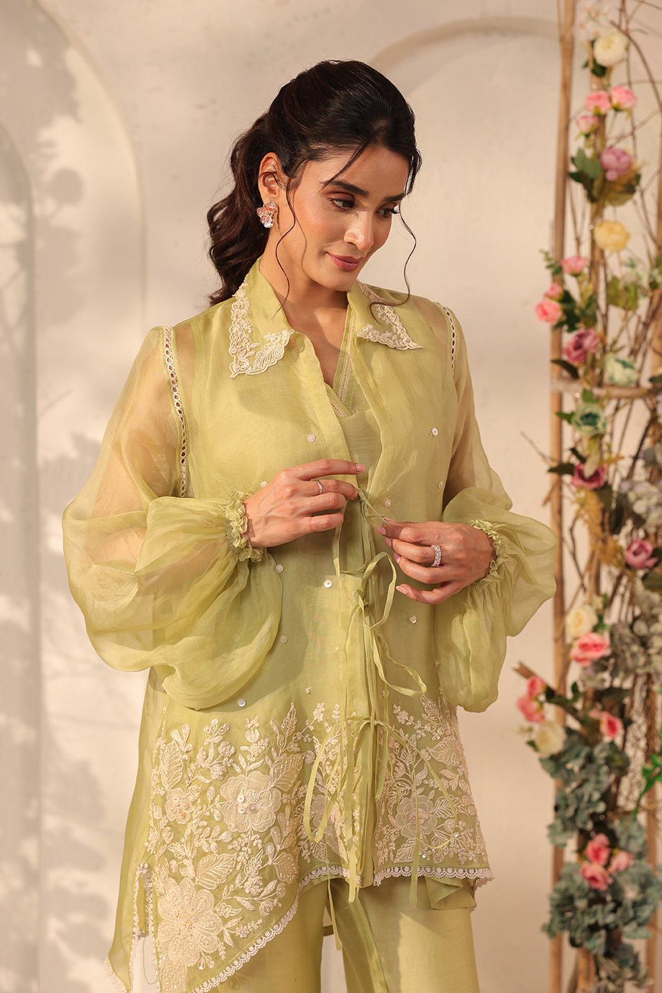 Vaayu Green Jacket Co-ord Set