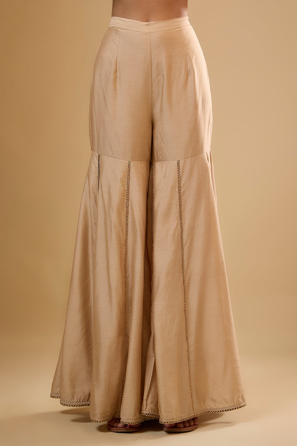 Nazakat Ivory Lotus Yoke Sharara Set