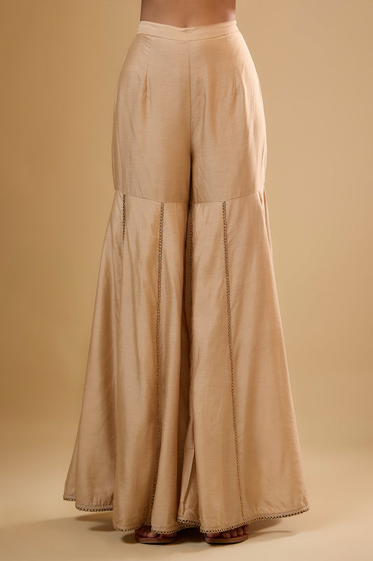 Nazakat Ivory Lotus Yoke Sharara Set
