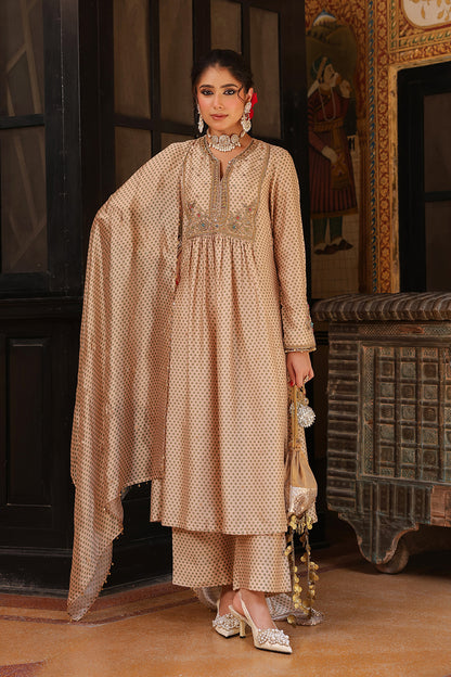 Ahista Ivory Printed Frockstyle Kurta Set