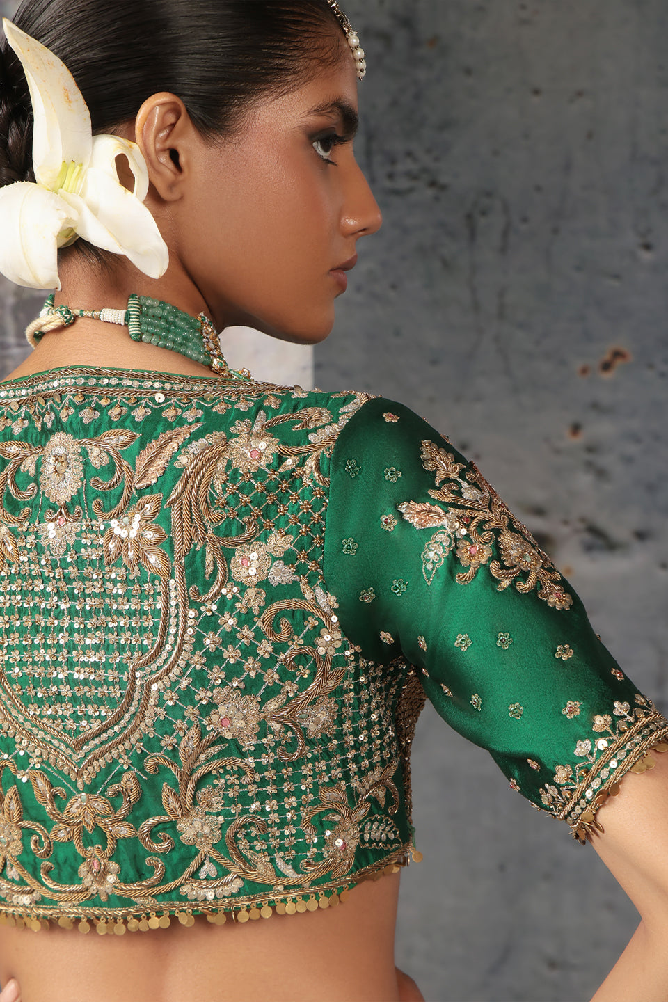 Zar:Rang Green Zardosi Lehenga Set