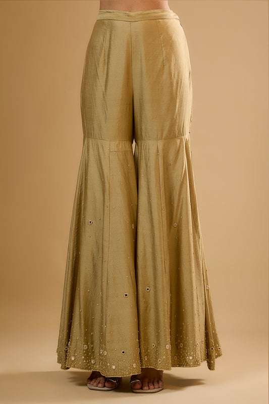 Nazakat Light Green Heavy Mirror Work Sharara Set