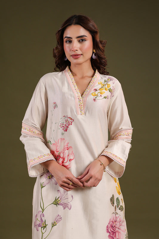 Noor Ivory Short Kurti Set