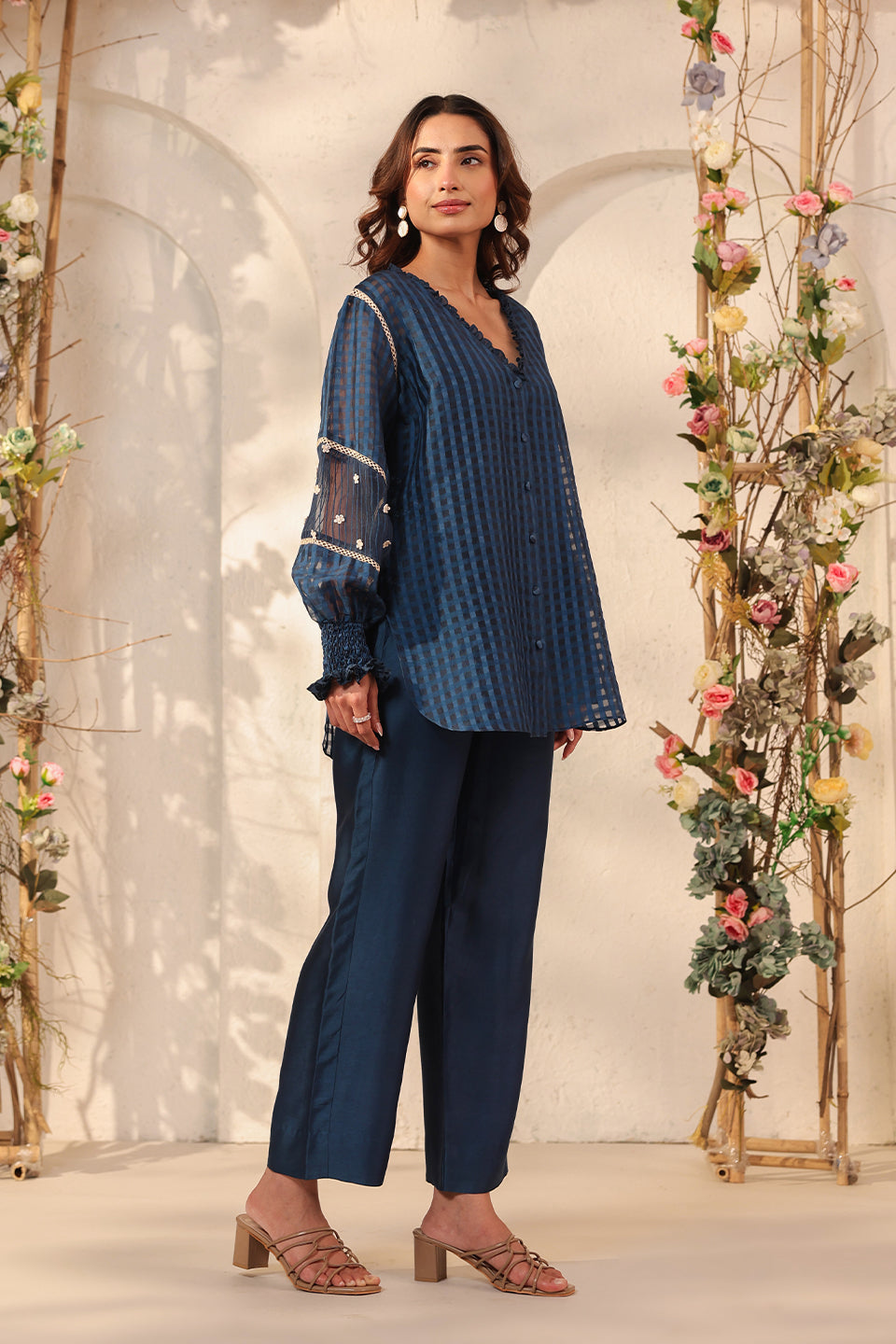 Vaayu Dark Blue V Neck Co ord Set