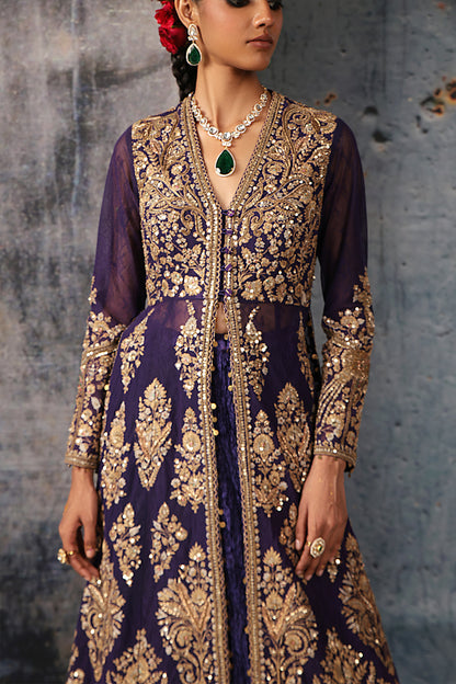 Zar:Rang Purple Jacket Lehenga Set