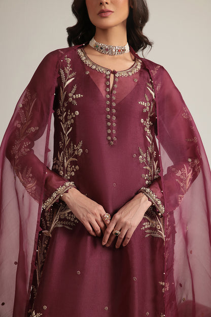 Zar:Rang Wine Light Phool Patti Kurta Set