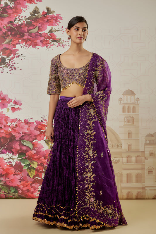 Riwayat Purple Crushed Lehenga