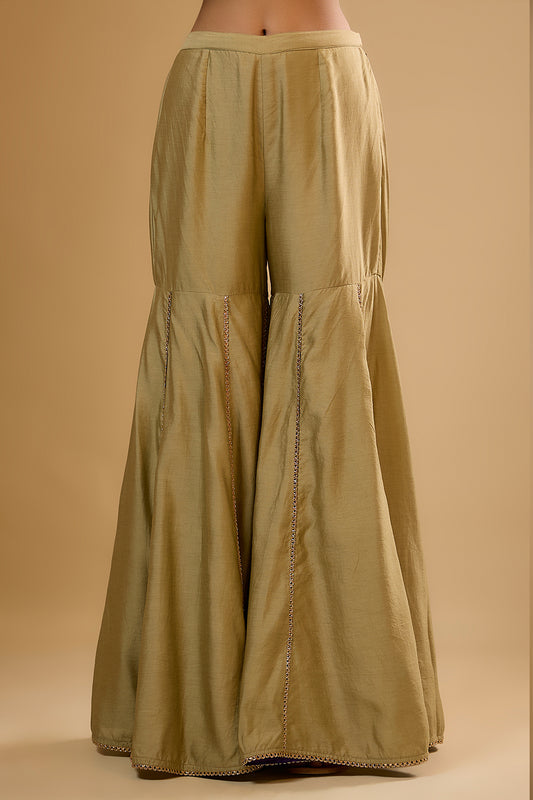 Nazakat Light Green Lotus Yoke Sharara Set