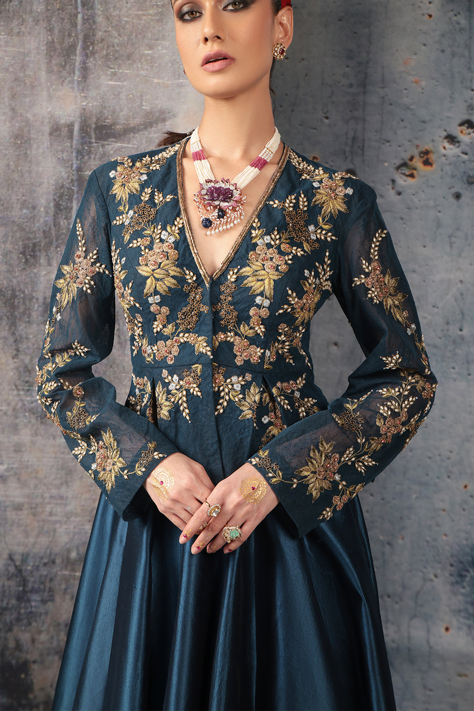 Zar:Rang Blue Peplum Lehenga Set