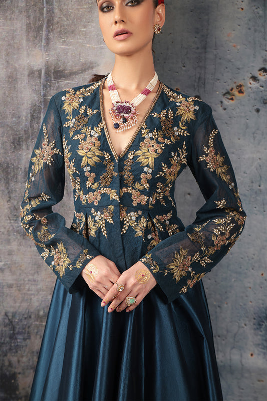 Zar:Rang Blue Peplum Lehenga Set