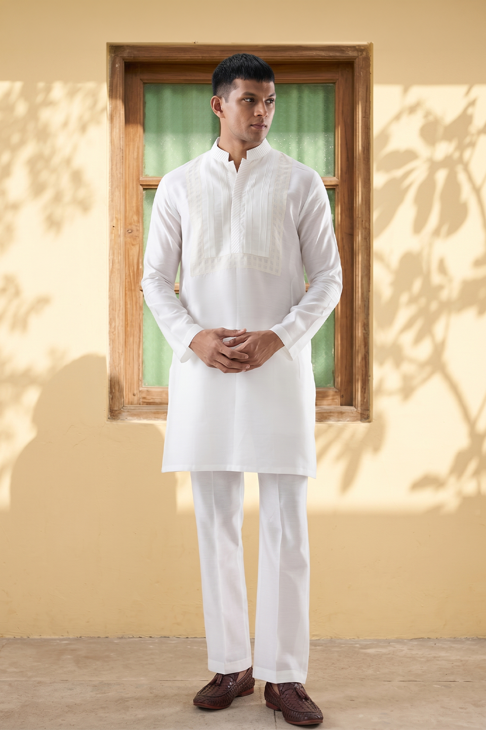 Vaayu Ivory Pintuck Kurta Set