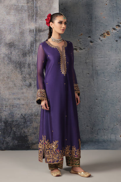 Zar:Rang Purple Straight Long Kurta Set