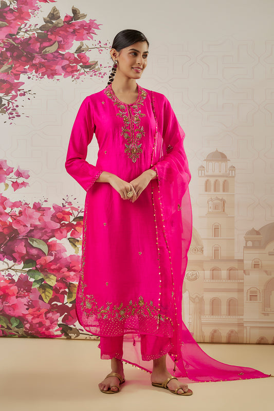 Riwayat Pink Heavy Long Kurta Set