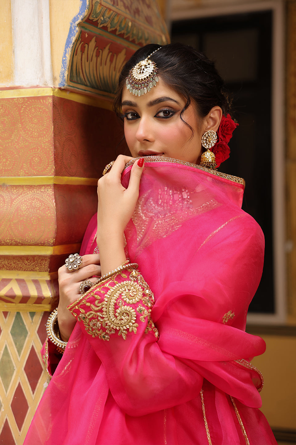 Ahista Pink Pheran Short Kurta Set