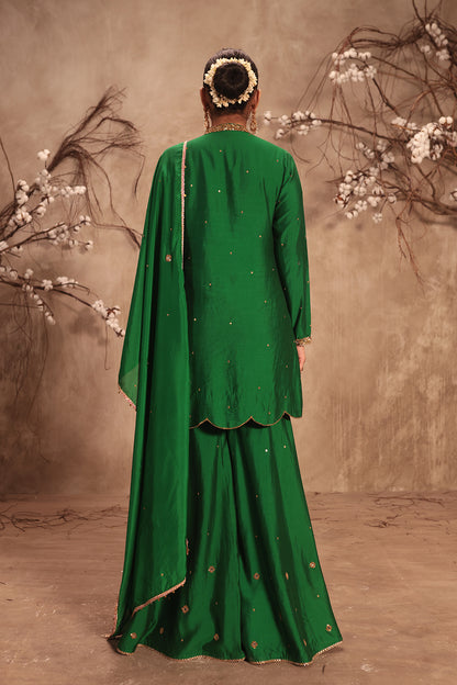 Nazakat Green Mirror Work Sharara Set