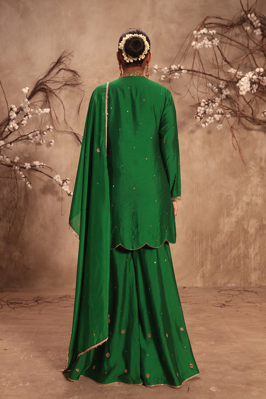 Nazakat Green Mirror Work Sharara Set