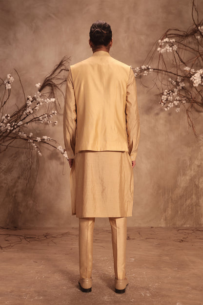 Nazakat Ivory Geometric Mirror Work Bandi Kurta Set