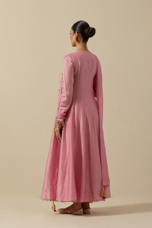 Pastel Pink Zardozi Paisely Angarakha