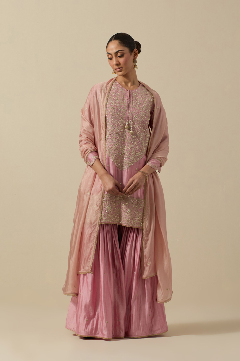 Bird Heavy Sharara Checks Powder Pink