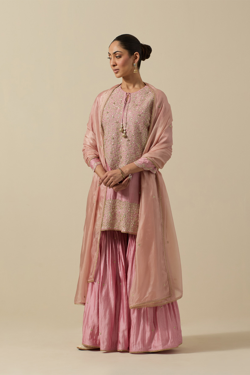 Bird Heavy Sharara Checks Powder Pink