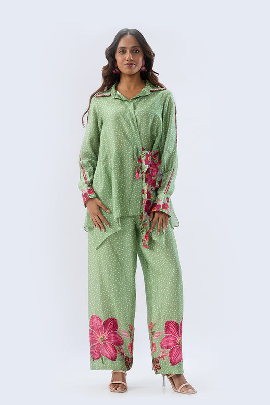 Blossom Green Polka Long Co-ord Set