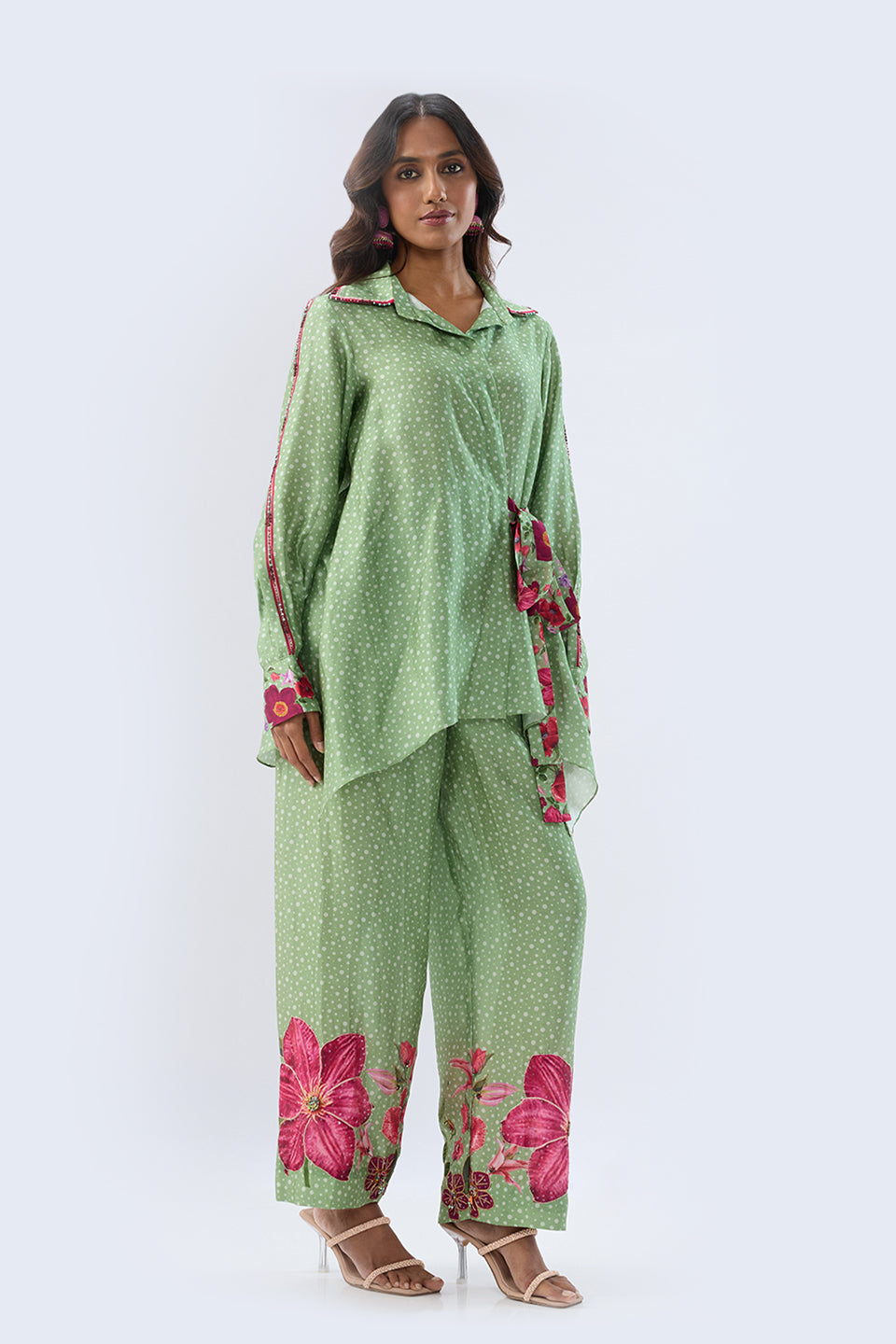Blossom Green Polka Long Co-ord Set