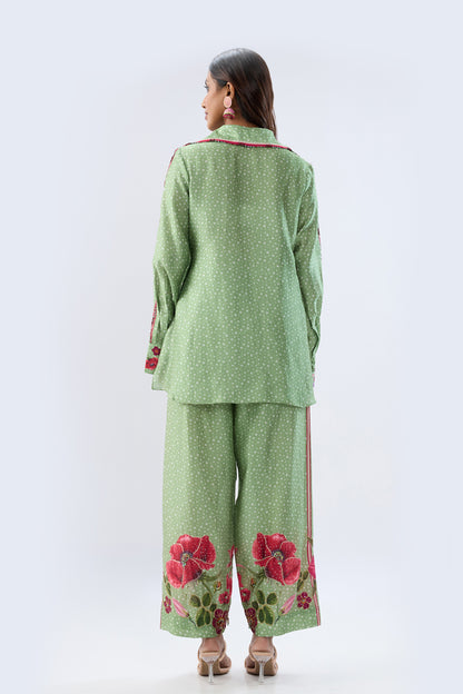 Blossom Green Polka Long Co-ord Set