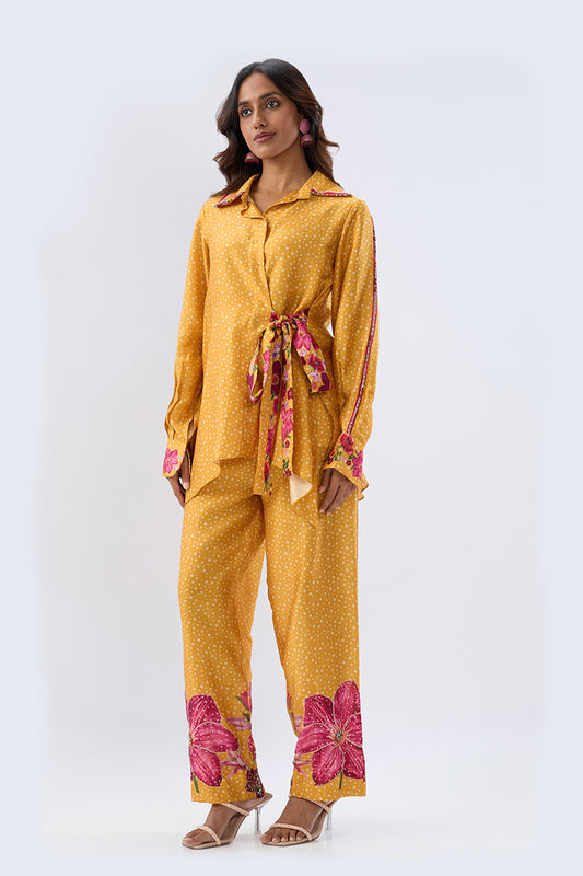 Blossom Yellow Polka Long Co-ord Set
